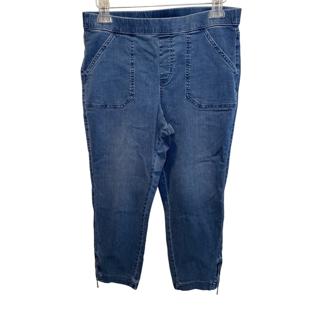 Belle by Kim Gravel Womens Blue Pull On Ankle Zipper Denim Jeans 10P NEW
